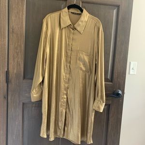 Zara gold shirt dress
